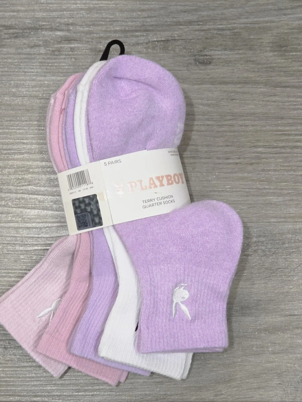 Playboy 5-PK Terry Cushion Quarter Socks